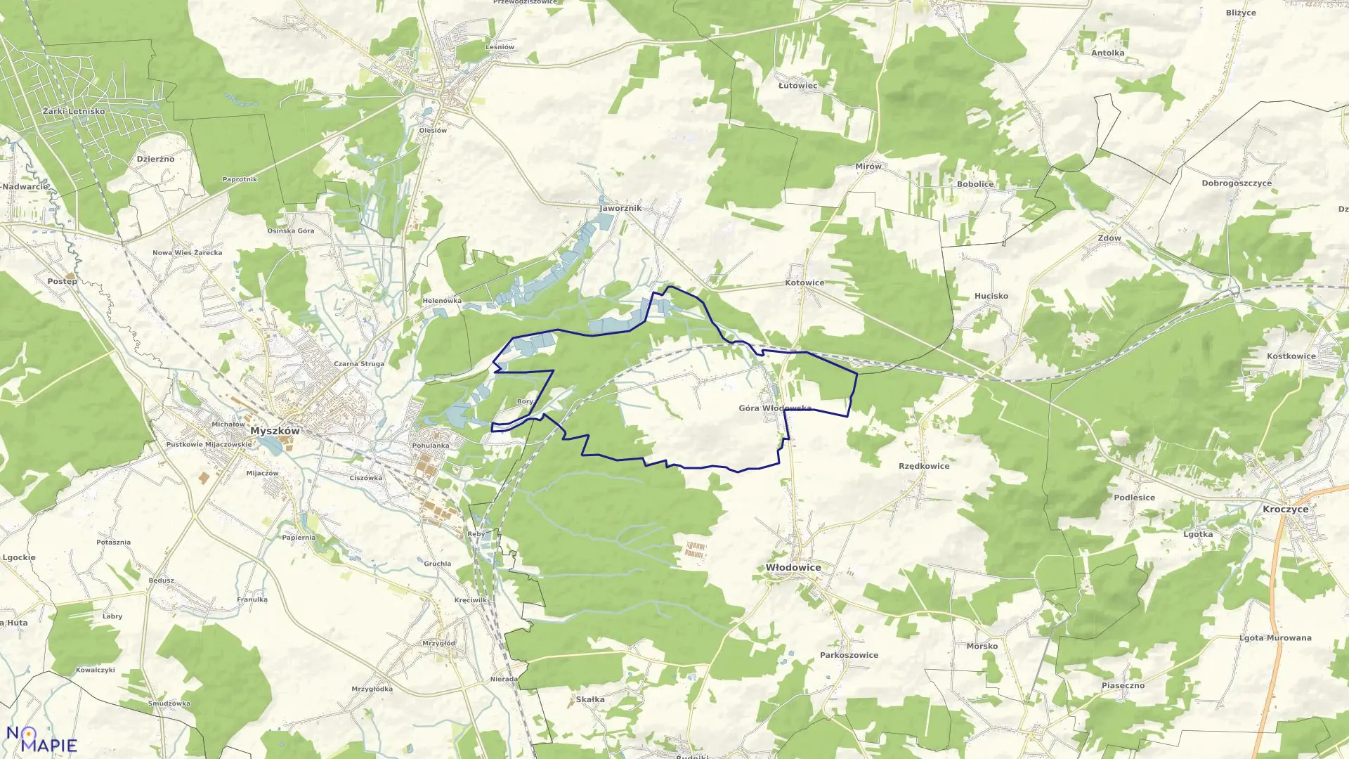 Mapa obrębu GÓRA WŁODOWSKA w gminie Włodowice