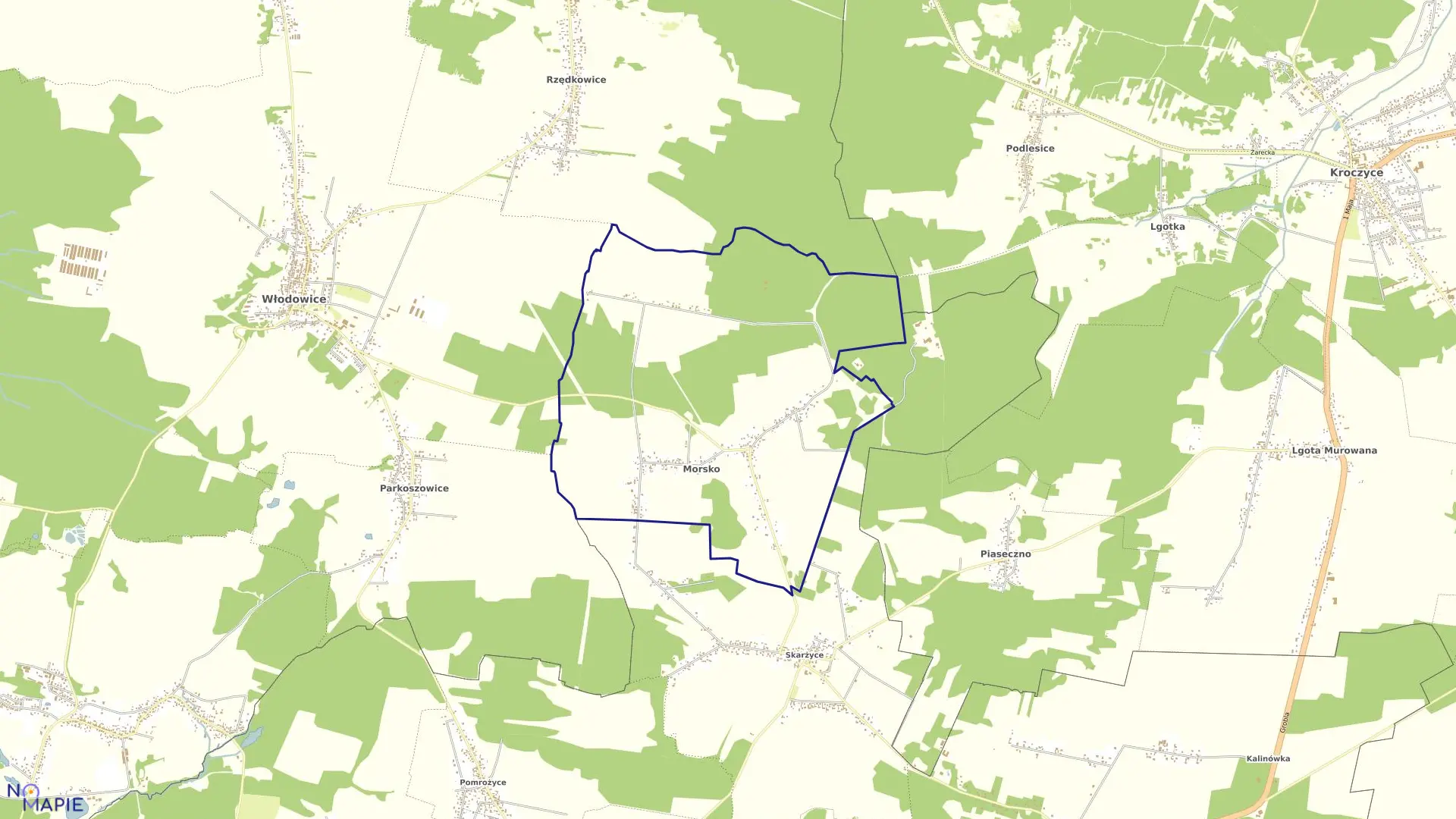 Mapa obrębu MORSKO w gminie Włodowice